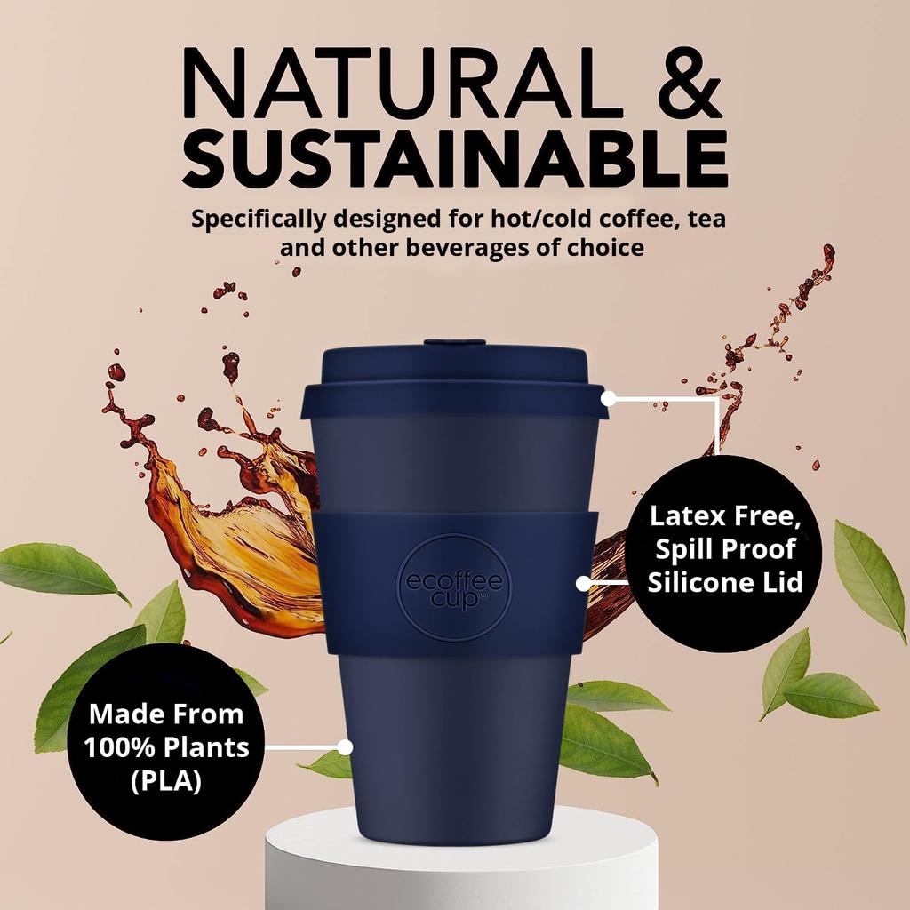 Ecoffee Cup, Reusable, Eco-Friendly, 400ml, with Saucer, 814 028
