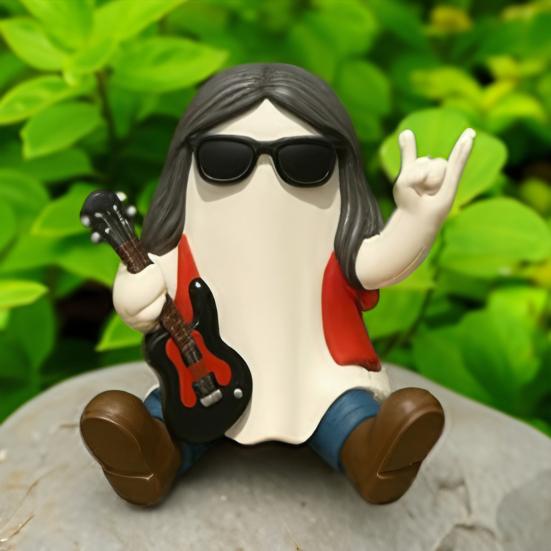 Halloween Character Ghost Figurine Cute Rugby Tennis Baseball Ghost Sculpture Resin Ghost Statue Tabletop Ornament for Home Party Indoor Outdoor Decor