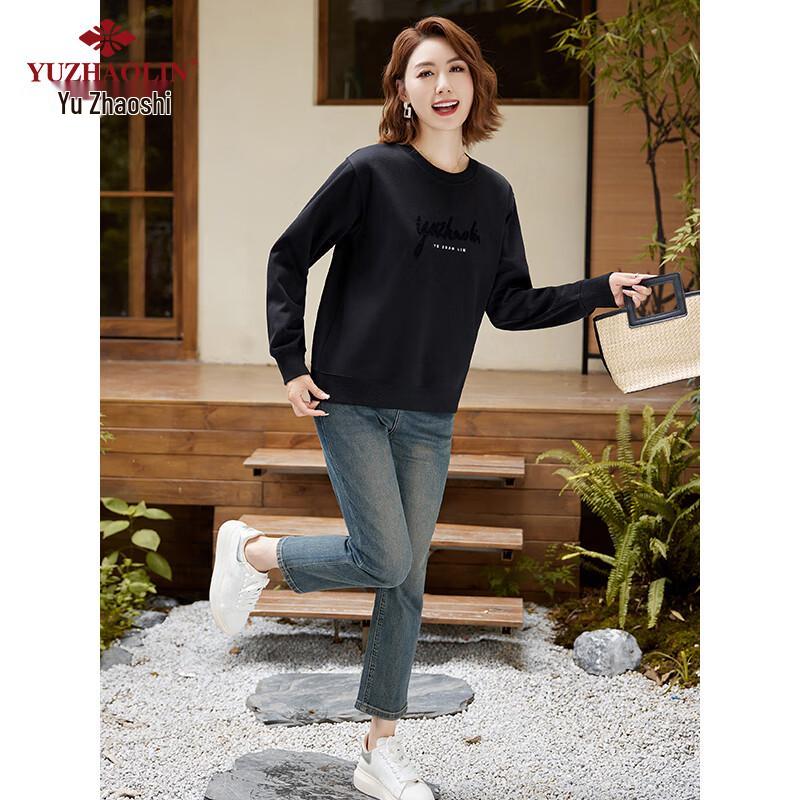YUZHAOLIN Women's Crew Neck Embroidered Loose Fit Sweatshirt