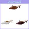 Summer Butterfly Knot Pu Mules With Block Heel For Womens Casual Wear