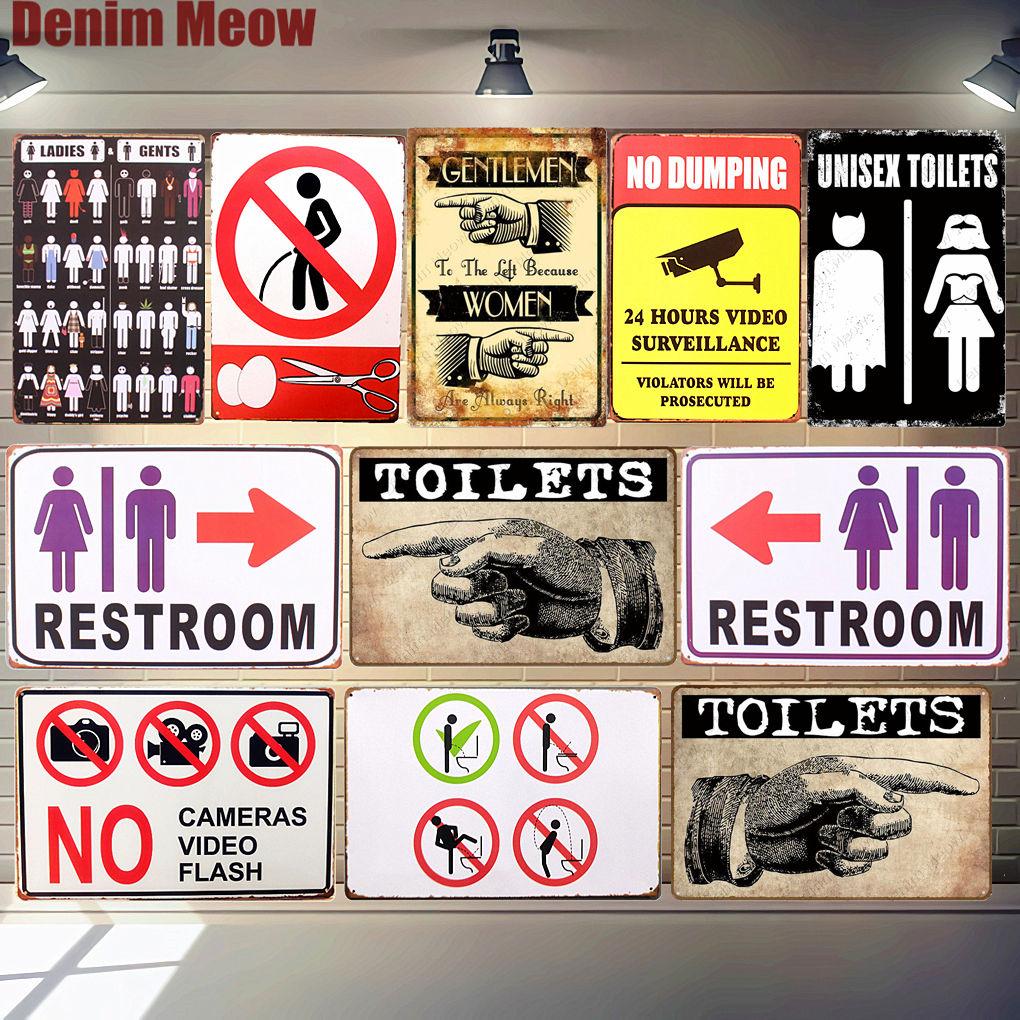 Keine Ablagerungen Vintage Metallblechschilder, Toilettenschilder, Retro Plakette, Lustiges Wortkunst-Poster, Bar, Café, Wanddekoration, Damen Herren