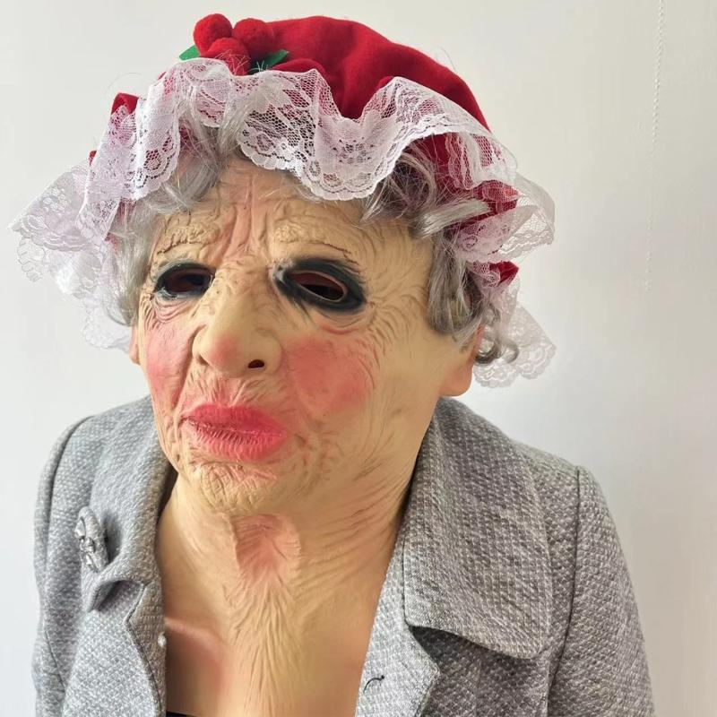 Halloween Party SantaClaus Latex Mask Party Dress Up Supplies Christmas SantaClaus Hat Mask Full Face SantaClaus Mask