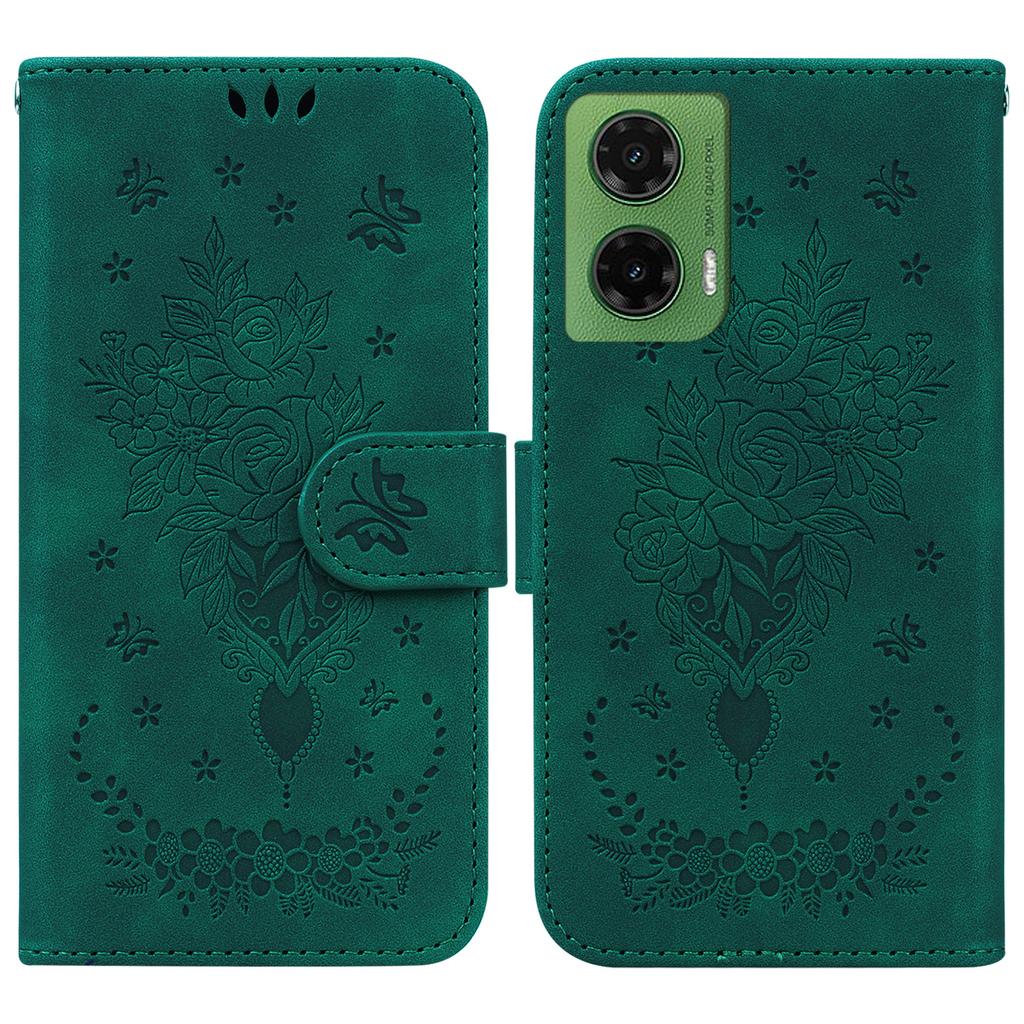Etui dla Motorola Moto G35 5G PU Skórzany Portfel Pokrowiec na Telefon Wzór Motyla i Kwiatów