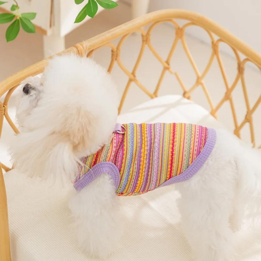 

Rainbow Striped Dog T-shirt Sleeveless Dog Sweatshirt Creative Pet Mesh Vest For Small Dog Cat L