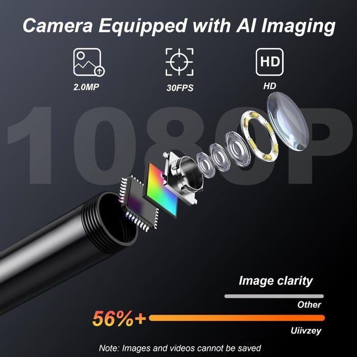 Camera Endoscopique 10m avec Écran et Lumière, 1920p HD Camera Canalisation avec Écran IPS 4,3 Pouces et 8 LED Réglables