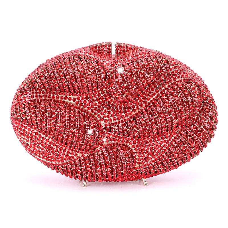 Sac de Soirée Pochette Dames Diamant Cristal Sacs de Mariage Pochette Métal Argent/Or Forme Ovale Sacs de Luxe Designer Strass AB