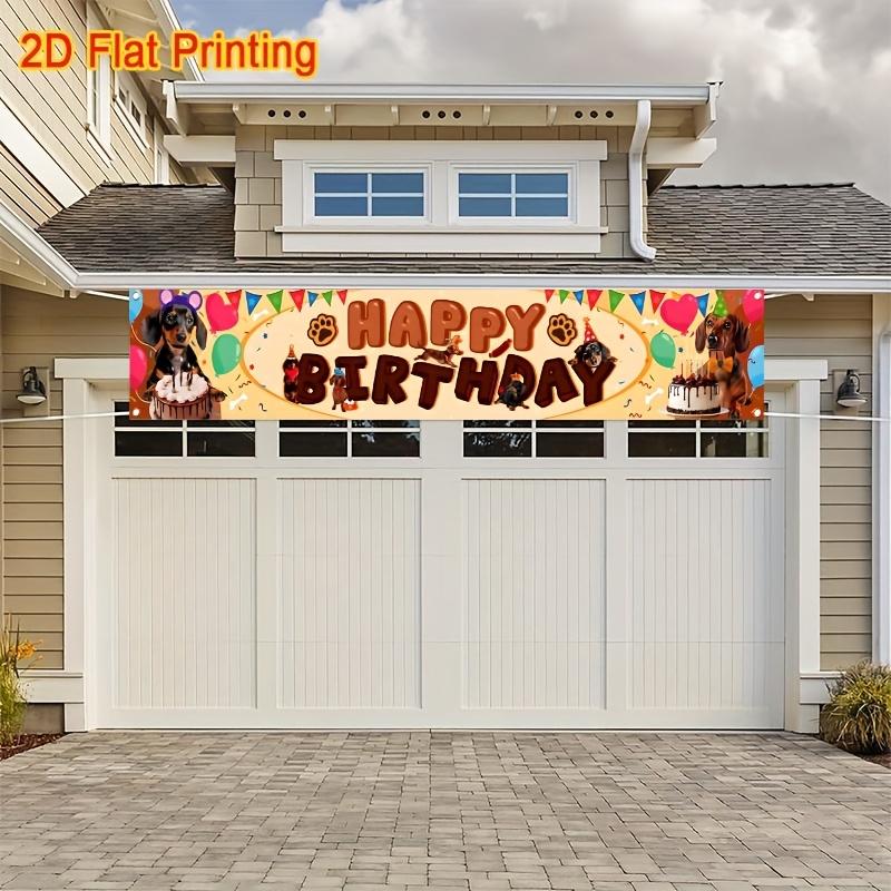 Happy Birthday Dachshund Dog Banner, Dog Motif Design, Polyester Outdoor Indoor Celebration Decoration