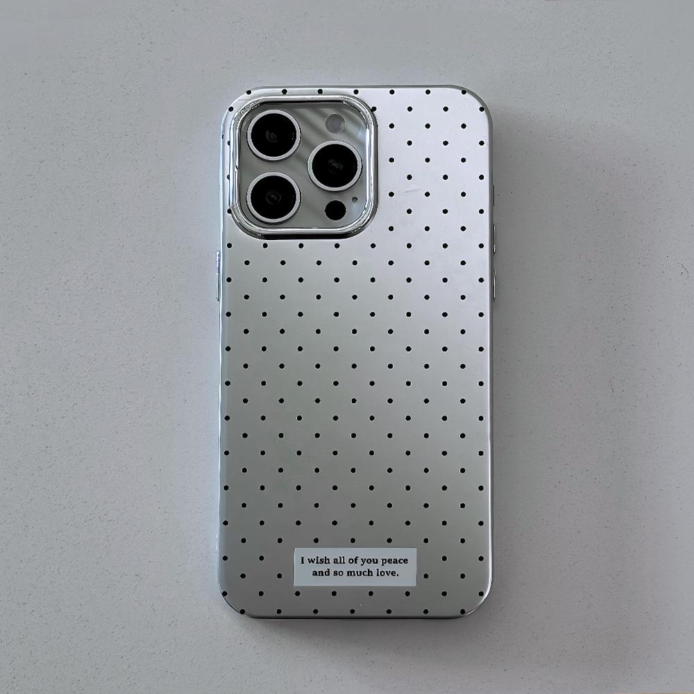 iPhone 15 Silver Electroplated Polka Dot Case, Apple 14 Pro Max Bow Case, iPhone 13 Full Package Case.