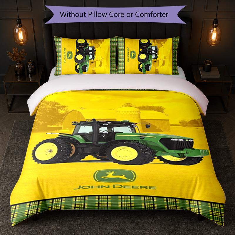 John Deere Print 3Pcs Duvet Cover Set 1 Duvet Cover and 2 Pillowcases Soft Bed Linen For Household Bedroom