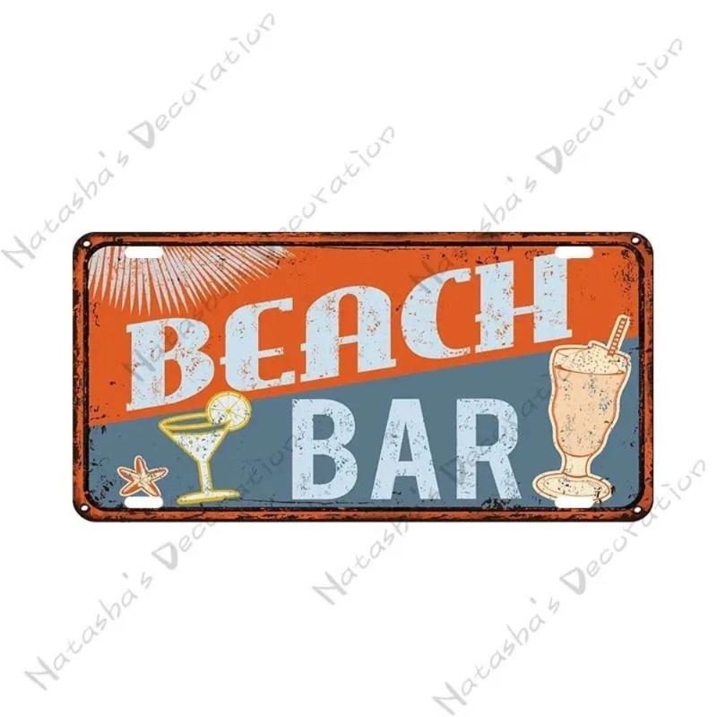Beach Summer Surf License Plate, Metal Wall Decor 30x15cm