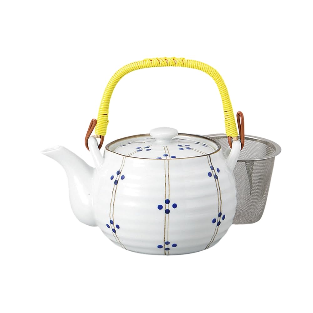 

Ale-net Teapot, 12.2 x 9.8 cm, 560cc, Tokusa Round Pattern Blue DB, No. 4, with Stainless Steel Tea Strainer, Porcelain, Stylish