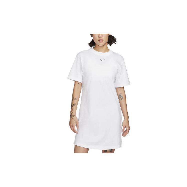 New Nike Sportswear Essentials Series Short Sleeved Dresses Women's White DV7883-100
