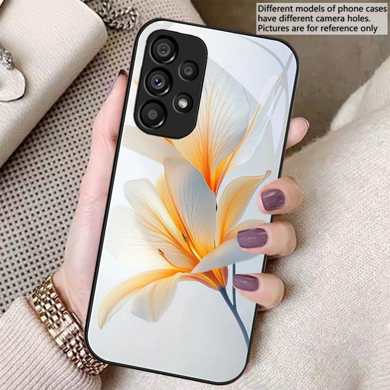 Fleur de Lys Violette Pour Samsung Galaxy S23 Ultra 24 Plus S20 21 FE S25 Ultra A70 A72 73 51 52 53 Coque de Téléphone en Verre Trempé