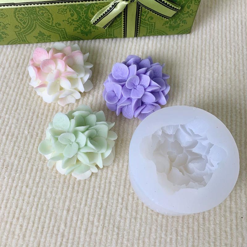 Hydrangea Flower Silicone Mold Diy Aromatherapy Candle Gypsum Resin Clay Mold Kitchen Baking Cake Decoration Flower Mold