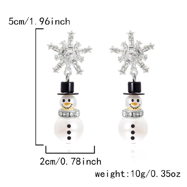 Fashionable Christmas Snowman Hoops Earrings With Crystals Details for Trendy Ladies New Year Fashion Special Gifts