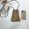 Korean Style Women's Pleated Single Shoulder Mini Crossbody Bag - Soft Leather, Versatile, Stylish Phone Carrier.