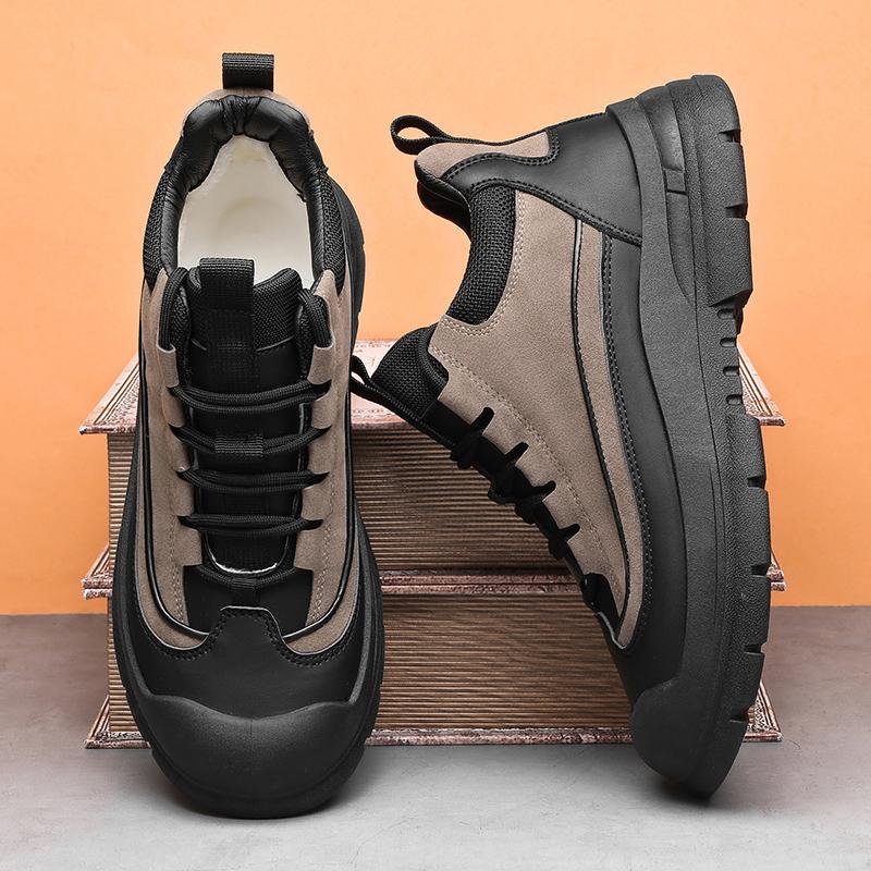 Winter Outdoor Casual Shoes Warm No-slip High Top Male Work Shoes Comfortable Walking Sneakers Fashion Leather Boots with Fur