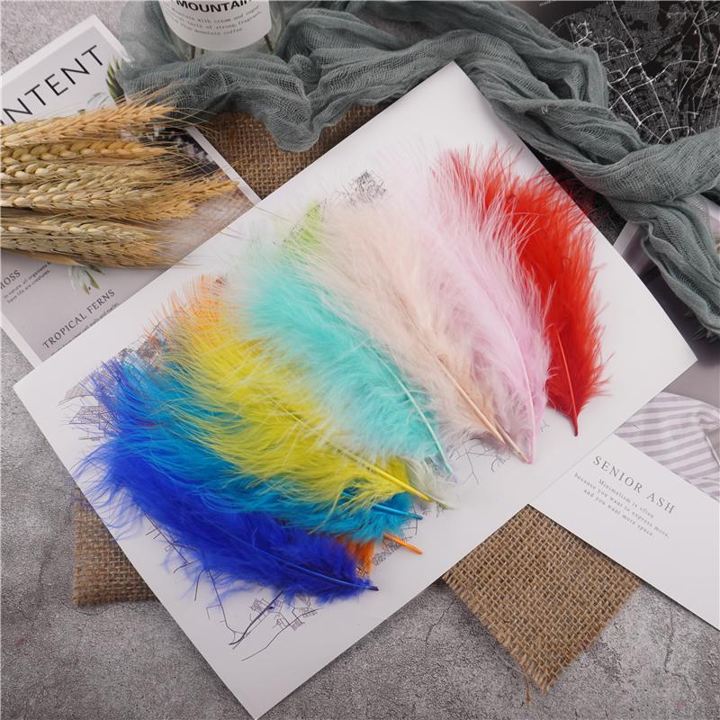 10-15Cm Fluffy Turkey Feathers Hard Stick Colorful Marabou Plume Wedding Party Decoration Jewelry Creation Accessories