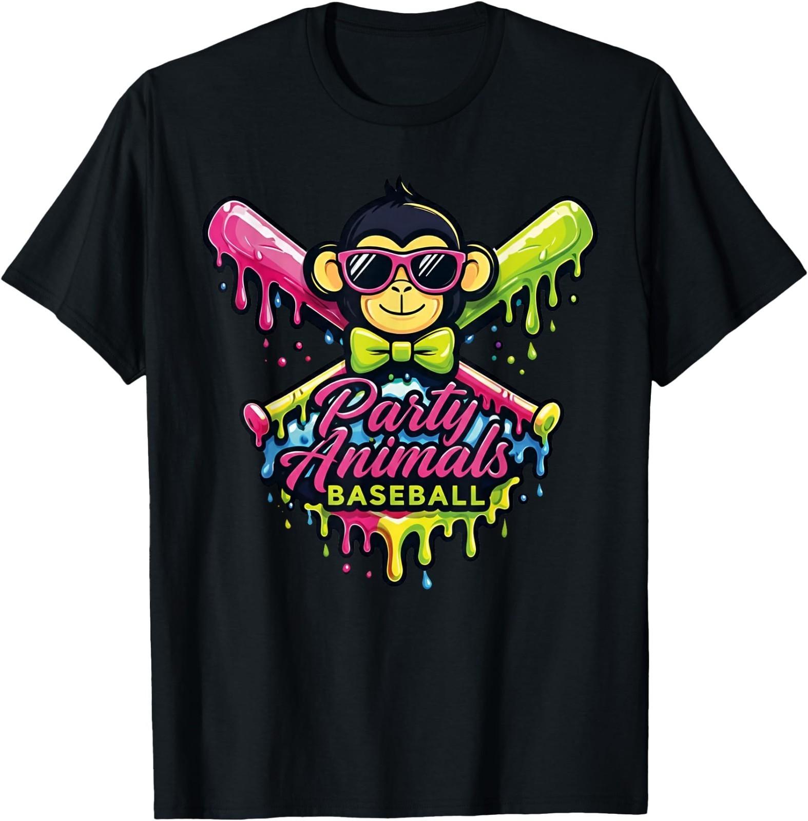 Party Animals Baseball Funny Monkey Kid Adult T-Shirt, Gildan Tee S разноцветный