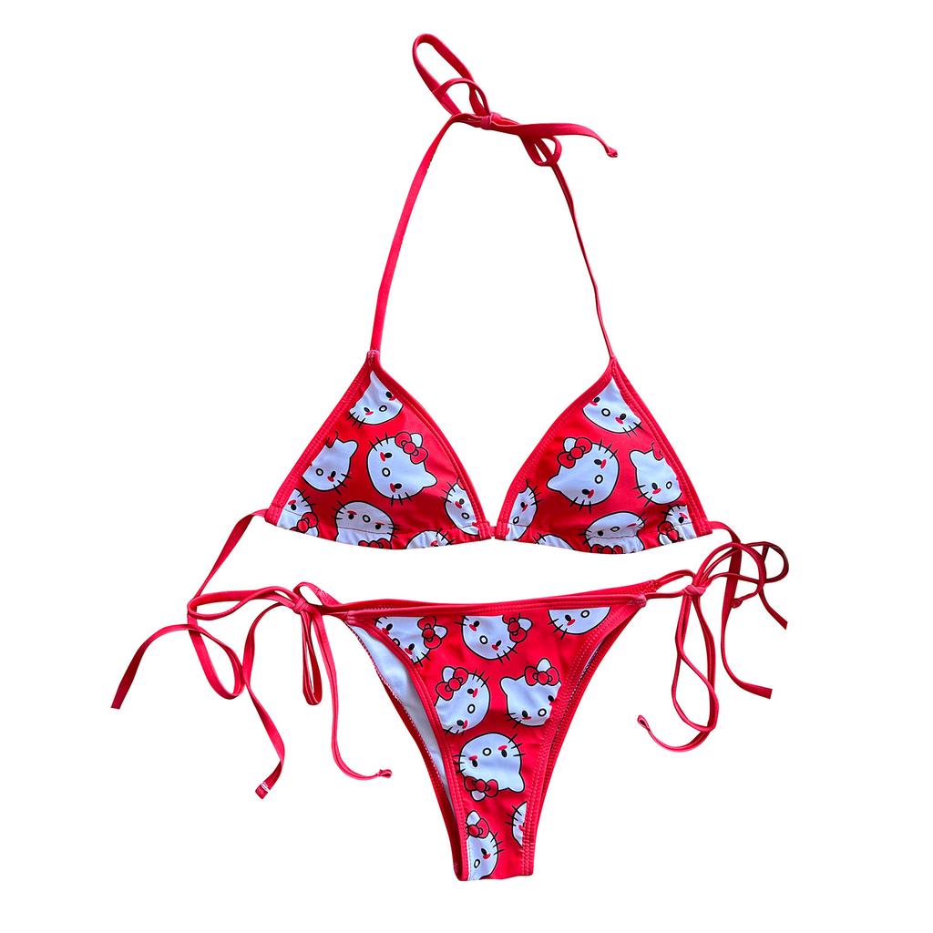 Women's Two-piece Swimsuit Sling Swimsuit Liner Backless Two-piece Swimsuit Vest With Underwear Slim Color Striped Swimsuit Set