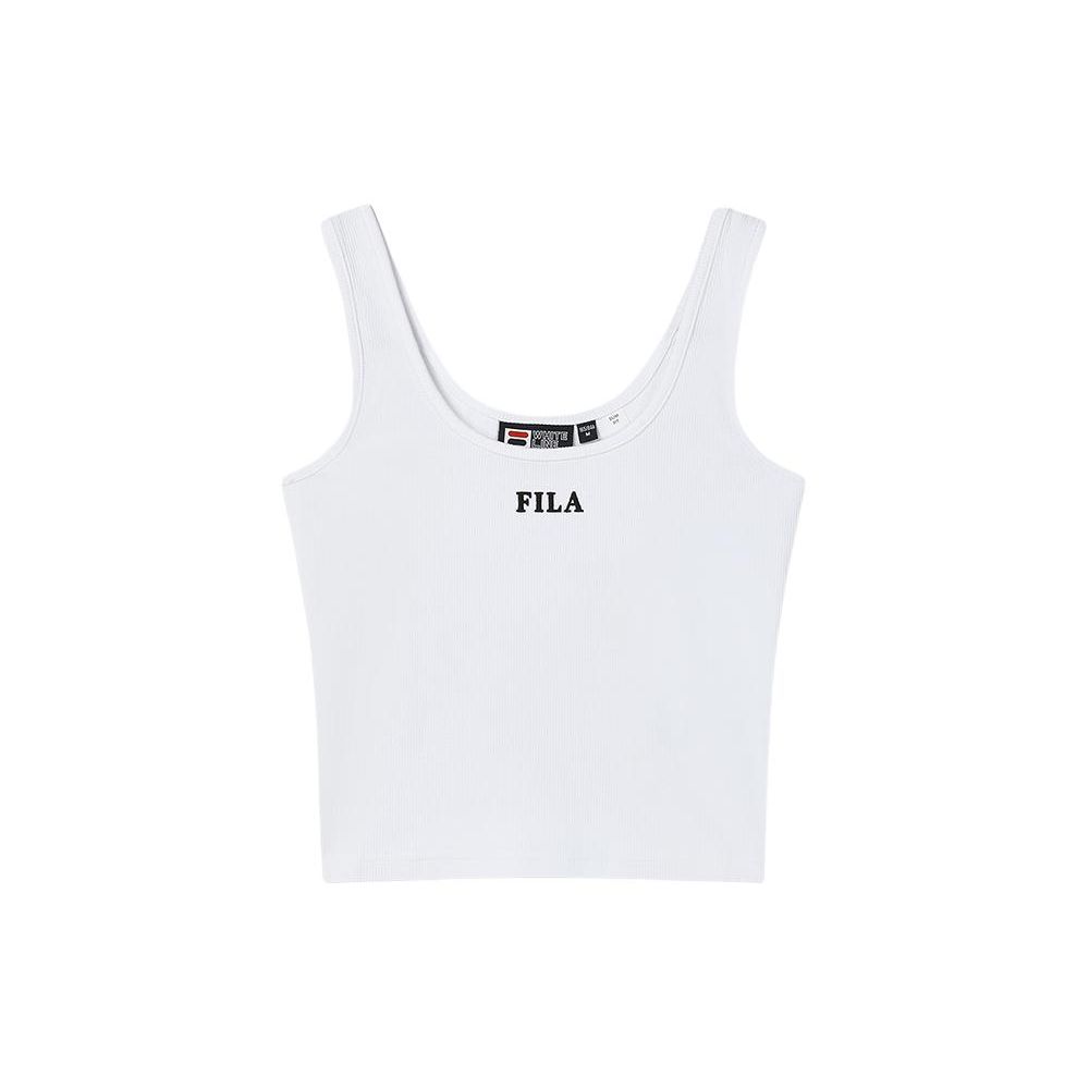 Fila Solid Color Slim Fit Casual Knit Tank Top Women Tops White F51W429103F-WT