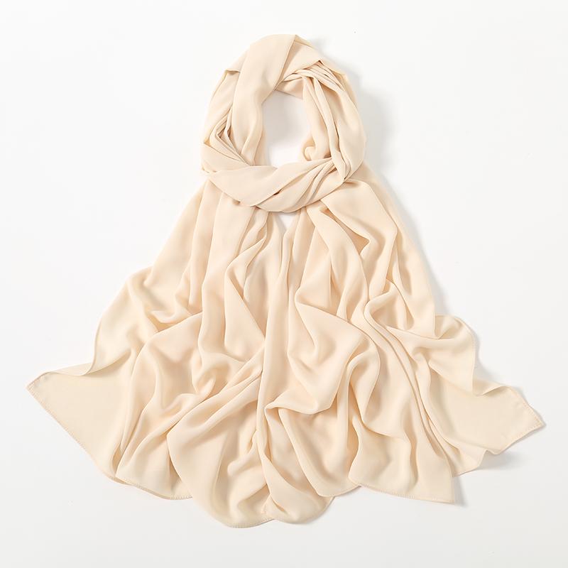 Women Heavy Chiffon Hijab Scarf Premium Chiffon Muslim Hijabs Plain Good Stitching Maxi Wrap Solid Color Musulman Femme Shawls