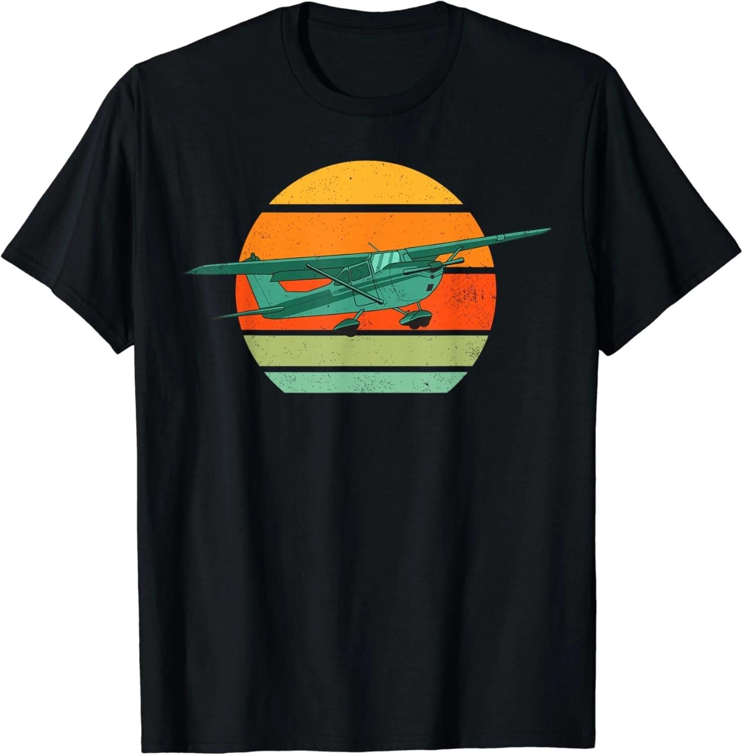 Vintage Pilot Aviation Airplane Light Retro Aircraft Gift Unisex T-Shirt L