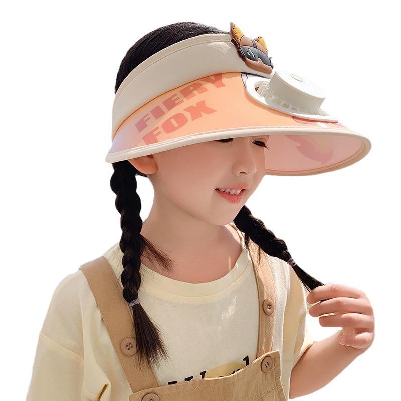 Summer with Fan Children's Sun Protection Hat UV Sky Top Hat Boys and Girls Big Hat Brim Sun Hat