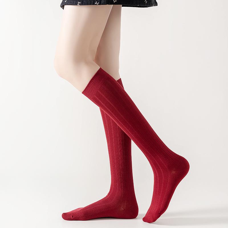 Chaussettes Mi-mollet Rayées en Coton Respirant Style Académique Japonais pour Femmes - Anti-boulochage, Absorbantes en Sueur, Printemps/Été.