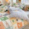 Washed Cotton 4Pcs Set, Spring And Autumn 1.8M Bed Sheet Double Quilt Set 3Pcs Home Textile
