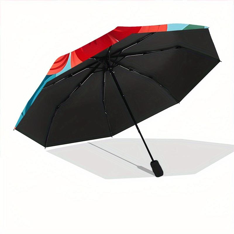 1pc Floral Pattern Automatic Open 8-Rib Windproof Umbrella, Travel & Commuting, Suitable for All Seasons, Lightweight Portable,035