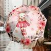 1pc rabbit ballerina Automatic Folding Umbrella, Heavy Duty 8 Rib Iron Frame,  Suitable for Travel, Daily Use, Birthday, Decor Gift m0104033