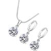 Damen Mädchen Geometrische Kristall Zirkon Halskette Ohrstecker Set Legierung Tropfen Anhänger Dekor Accessoires