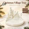 Christmas Theme Home Decor Winter Village Jewelry Tray 3D Printed Snow House Pine Tree Decorative Dish Matte White Trinket Bowl Mini Desktop