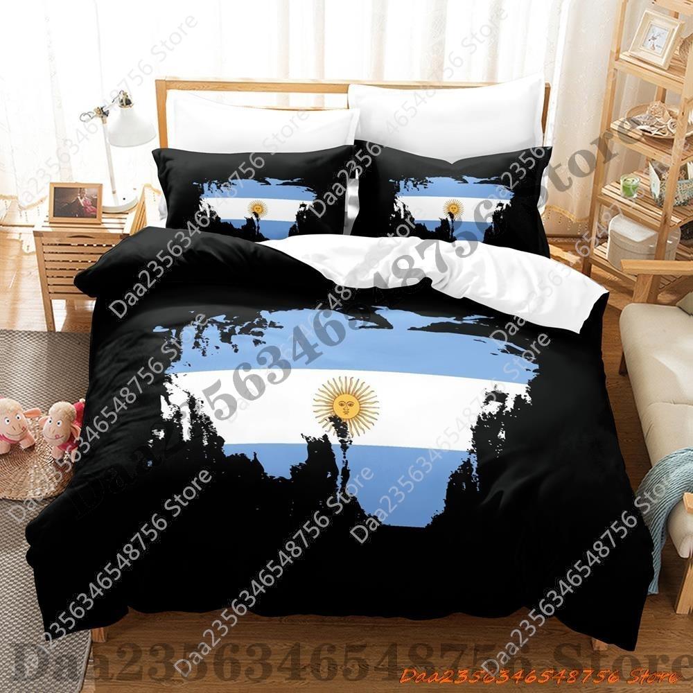 Kpop Cool Argentina Flag Bedding Set Single Twin Full Queen King Size Bed Set Adult Kid Bedroom Duvetcover Sets 3D Print Bed She