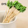 100 Pcs Food Picks Disposable Bamboo No Harm Cactus Shape Salad Sticks for Banquet