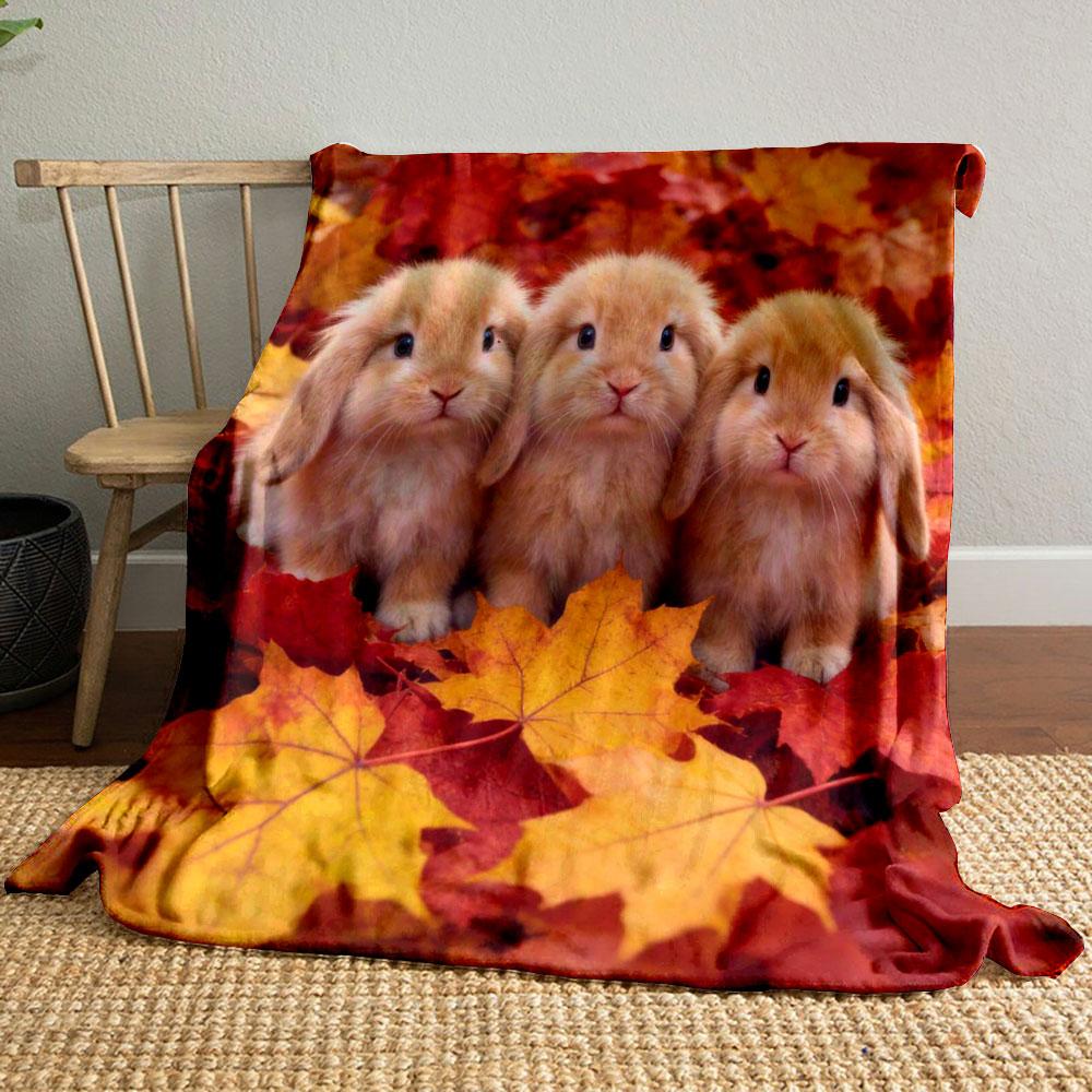1PC Wheat Ears and Puppies Print Blanket Children Adult Blanket Soft and Warm for Sofa Outdoor Travel Blanket Machine Wash