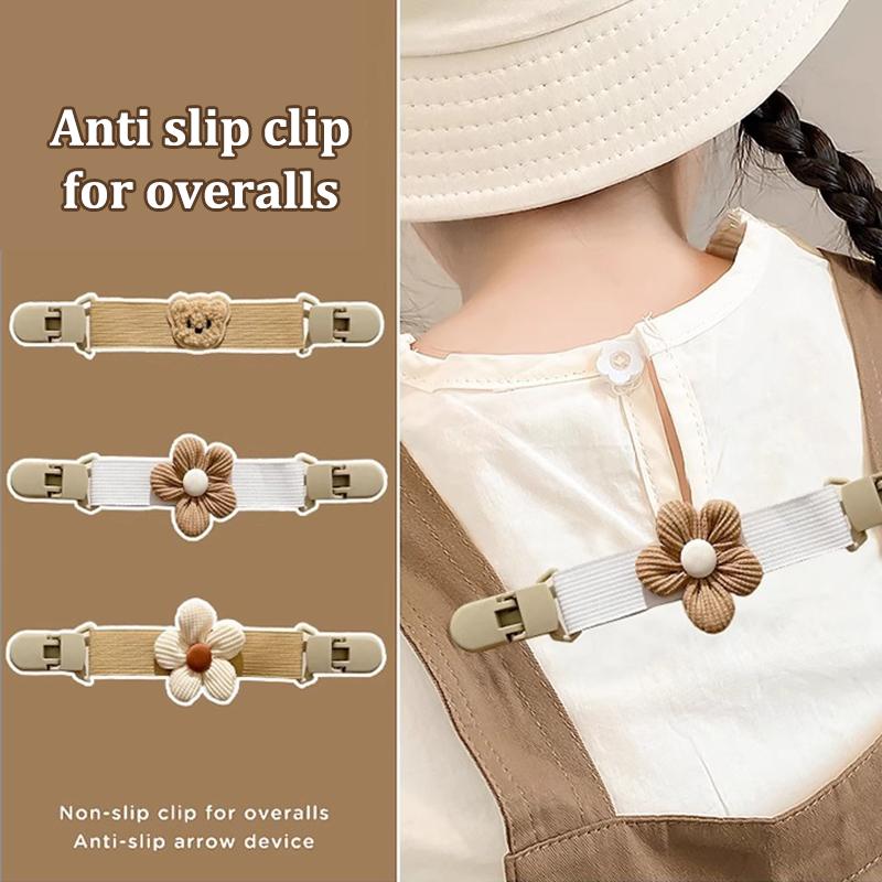 2Pcs Elastic Portable For Children Anti-Slip Hanging For Baby Pants Strap Clip Suspenders Clip Bear Strap Clip Shoulder Clip
