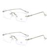 2pcs Fashionable and elegant frameless metal glasses - lightweight and durable metal material for daily business use