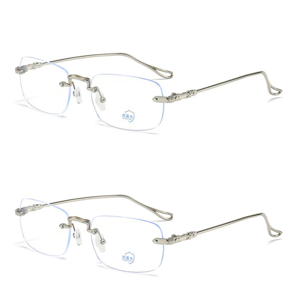2pcs Fashionable and elegant frameless metal glasses - lightweight and durable metal material for daily business use