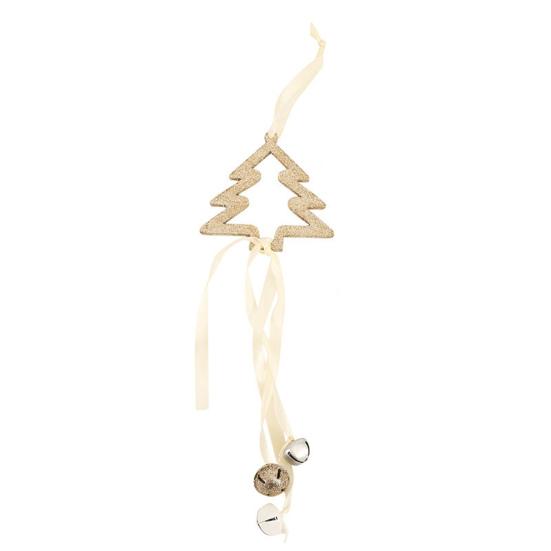Christmas Angel Hanging Decoration with Ribbon Bells Reusable Xmas Tree Hollow Wood Tree Star Ornament Pendant Festival Gift Holiday Decor
