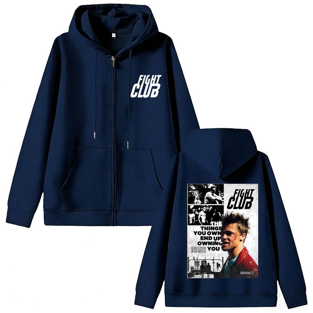 TV Fight Club The Things You Own End Up Owning You Graphic Zipepr Hoodie Men Women Oversized Zip Up Hoodies Coat