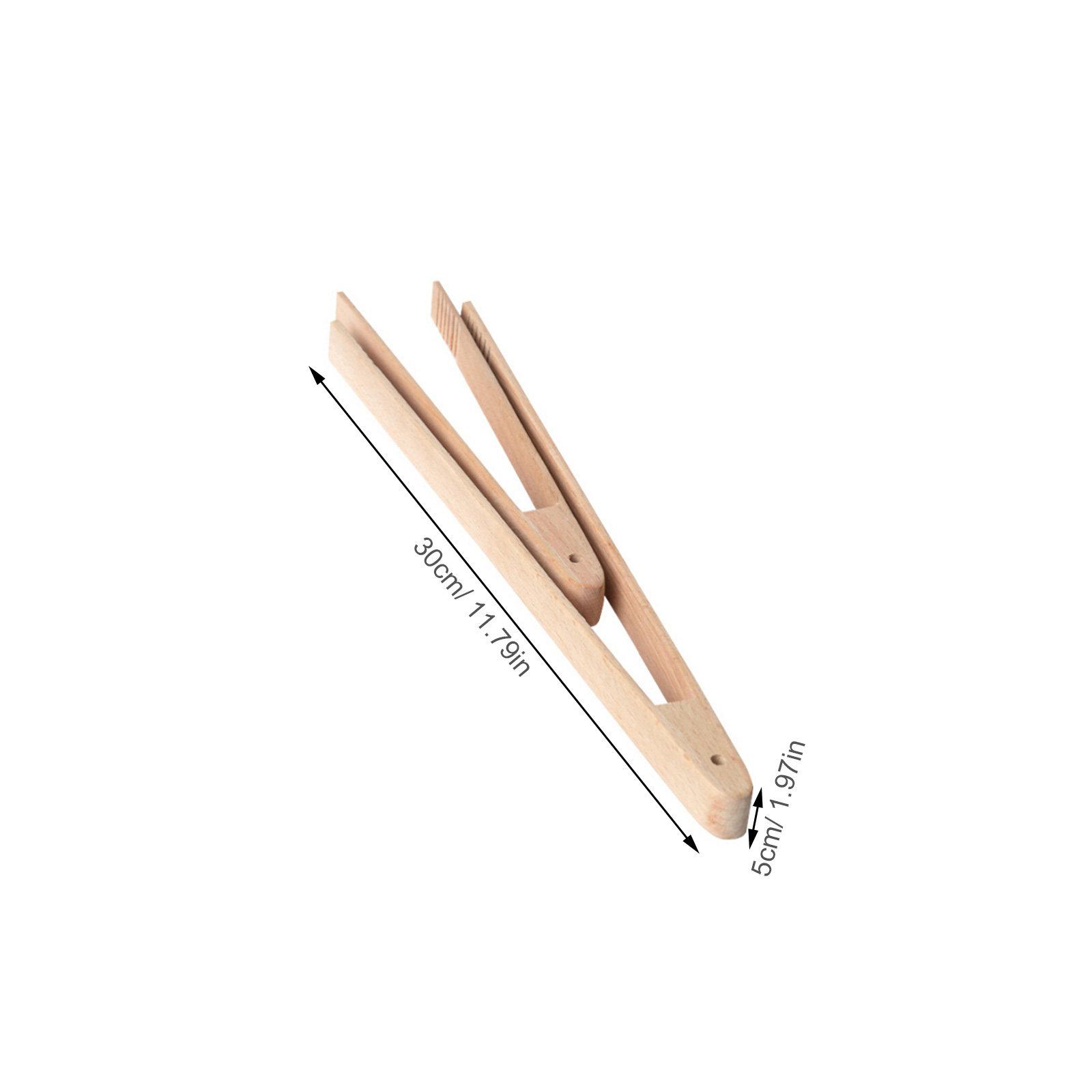 

1Pcs Bamboo Toaster Tongs Long Easy Grip Heat Resistant Kitchen Cooking Serving Tool for Toast Bread Barbecue Grilling Baking світло-коричневого кольору