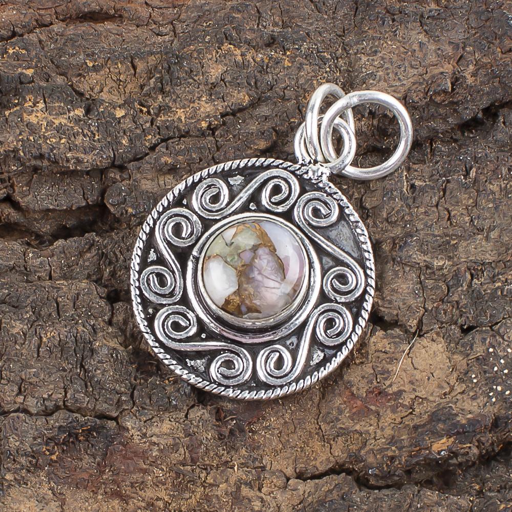

Pink Copper Turquoise Pendant, Handmade Gemstone Pendant, 925 Solid Sterling Silver Pendant Antique Jewelry, For Engagement Gift 1.2 Inches