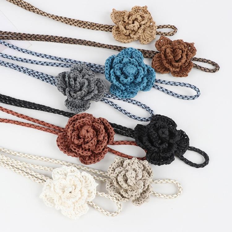 Stylish Handwoven Flower Selfknotted Waistband for Women Seeking Personalizing Retro Fashion Bohemian Waist Rope