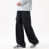 Spring New Big Pocket Tooling Casual Pants Thick Solid Color Simple Trendy Brand Loose Straight Long Pants Men