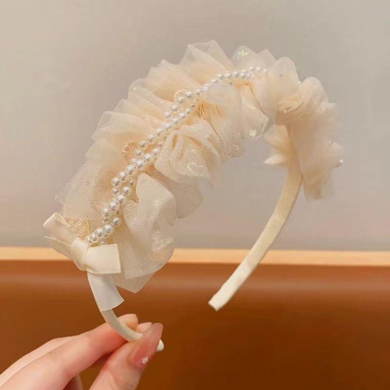 Children's Mesh Pearl Headband - Cute Fairy-Inspired Hair Accessory for Girls