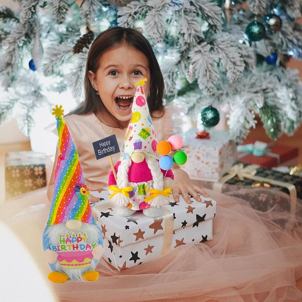 Birthday Gnomes Farmhouse Happy Birthday Tomte Plush Birthday Gifts Handmade Scandinavian Party Home Ornaments Elf Dwarf Collections Kitchen Tiered