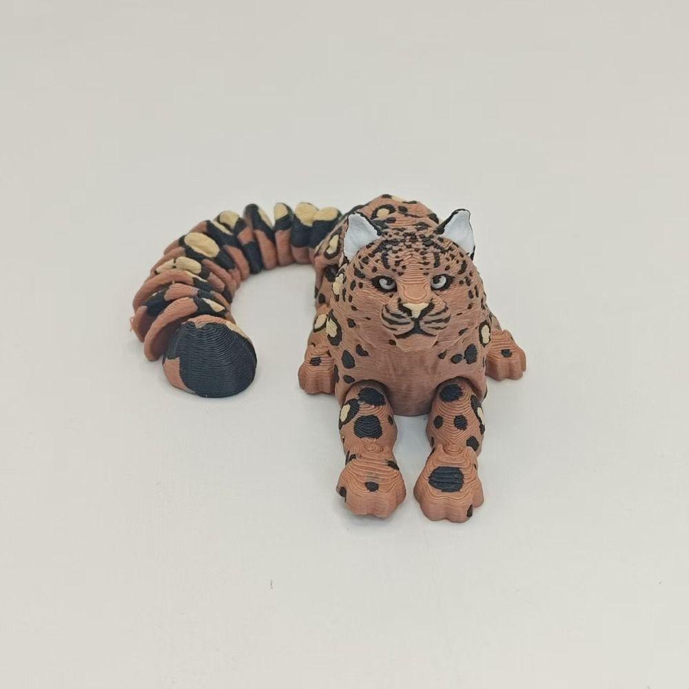 3D Printed Animals Figurine Articulated Simulation Figurine Cute Snow Leopard Model Home Decor