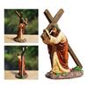 Jesus On The Way To Calvary Jesus Cross Statue Realistic Resin Christ Figure Waterproof Handmade Catholic Religious Accessories